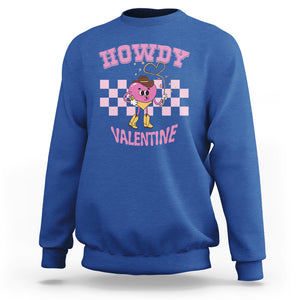 Valentine's Day Sweatshirt Howdy Valentine Heart Retro Groovy TS09 Royal Blue Printyourwear