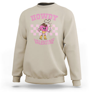 Valentine's Day Sweatshirt Howdy Valentine Heart Retro Groovy TS09 Sand Printyourwear