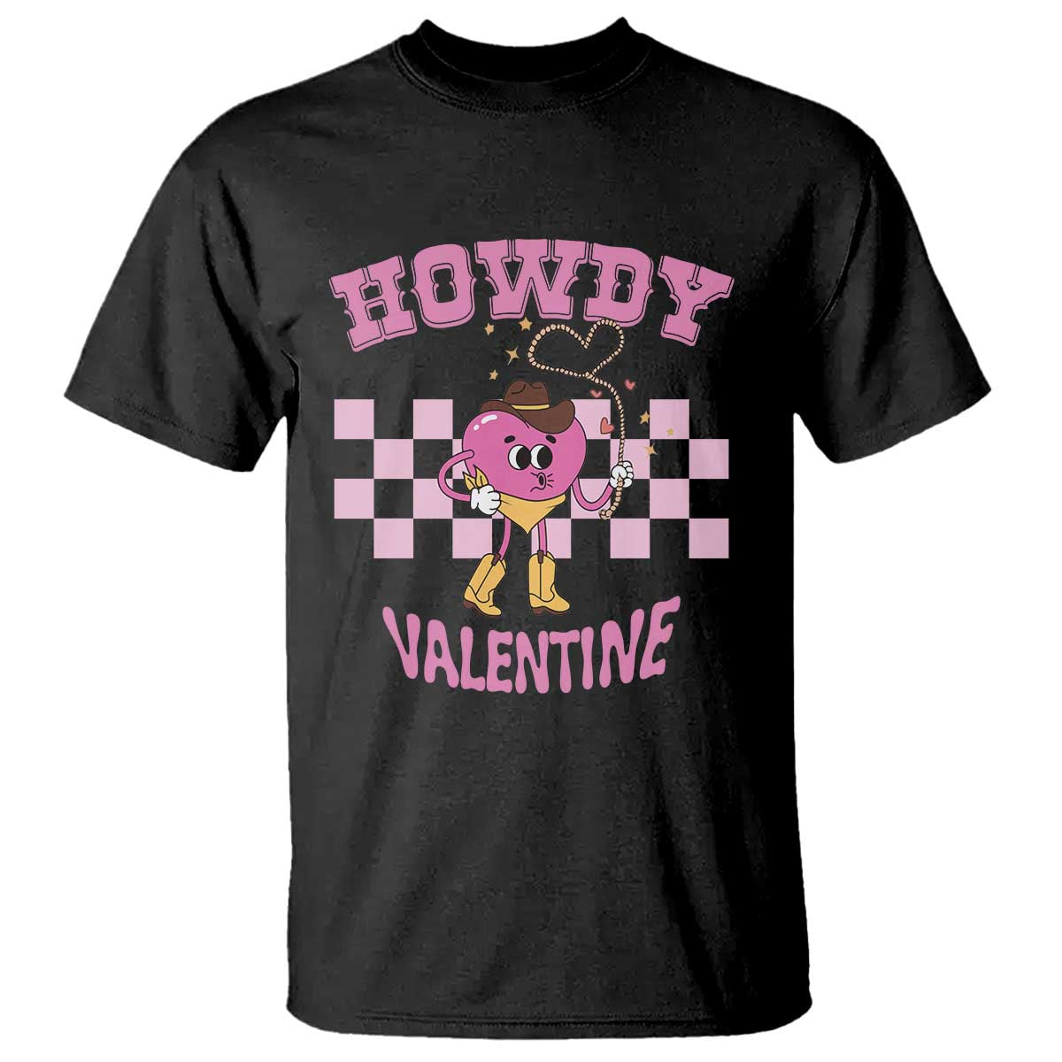 Valentine's Day T Shirt Howdy Valentine Heart Retro Groovy TS09 Black Print Your Wear