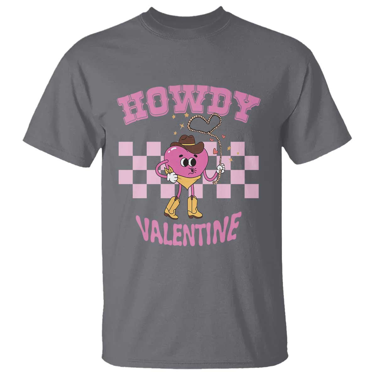 Valentine's Day T Shirt Howdy Valentine Heart Retro Groovy TS09 Charcoal Print Your Wear