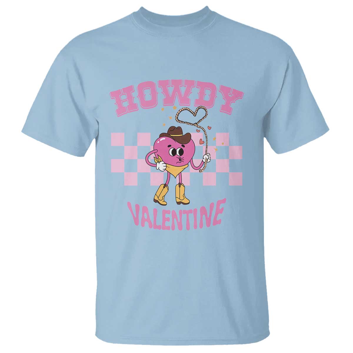 Valentine's Day T Shirt Howdy Valentine Heart Retro Groovy TS09 Light Blue Print Your Wear