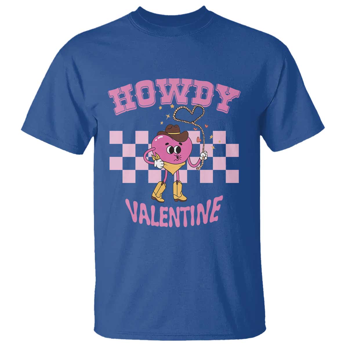 Valentine's Day T Shirt Howdy Valentine Heart Retro Groovy TS09 Royal Blue Print Your Wear