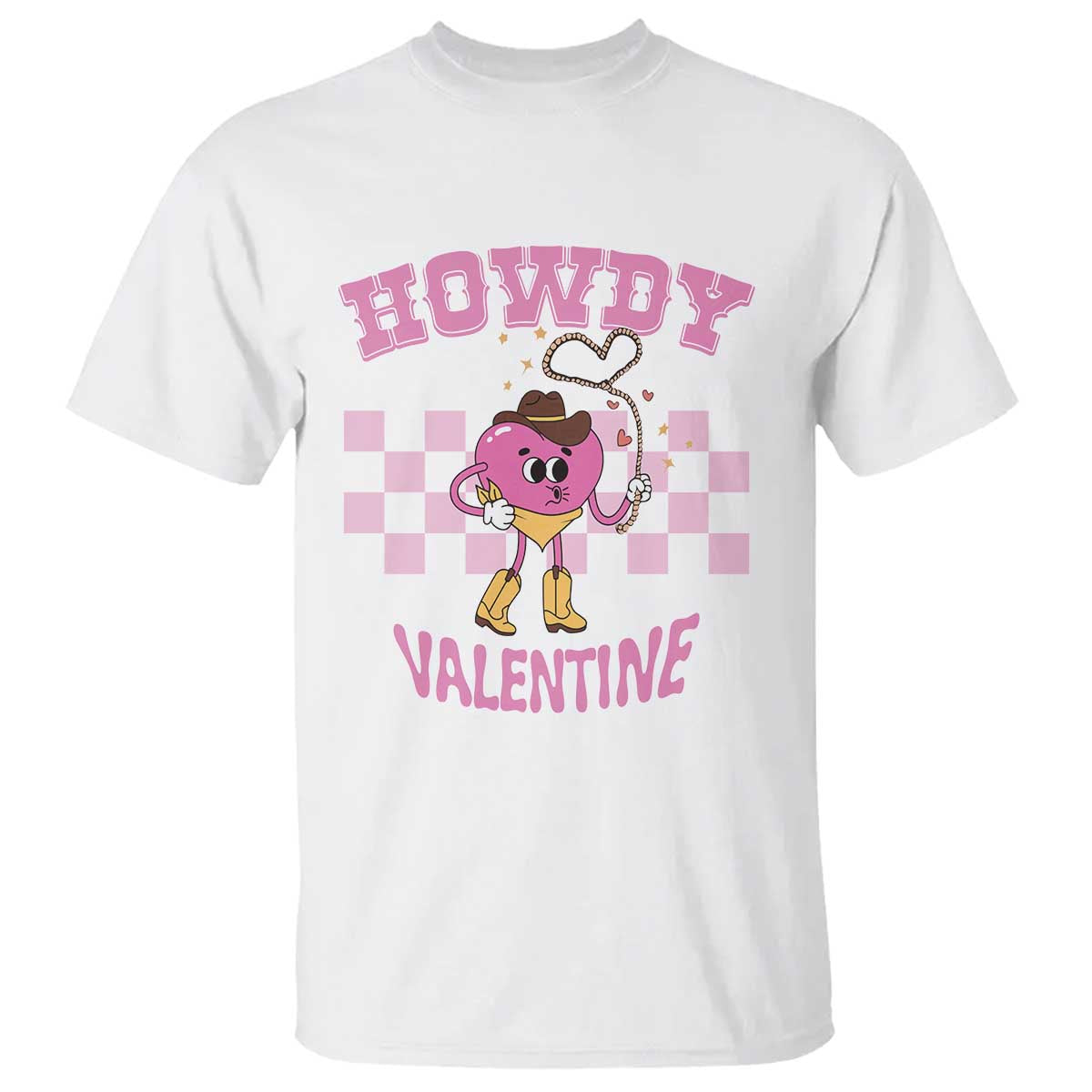 Valentine's Day T Shirt Howdy Valentine Heart Retro Groovy TS09 White Print Your Wear