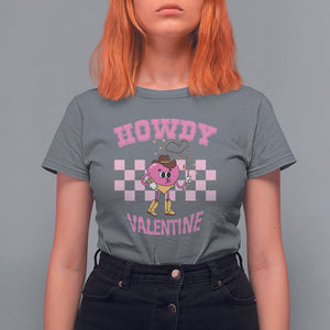 Valentine's Day T Shirt For Women Howdy Valentine Heart Retro Groovy TS09 Charcoal Printyourwear