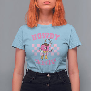 Valentine's Day T Shirt For Women Howdy Valentine Heart Retro Groovy TS09 Light Blue Printyourwear