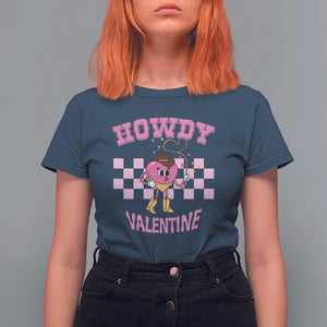 Valentine's Day T Shirt For Women Howdy Valentine Heart Retro Groovy TS09 Navy Printyourwear