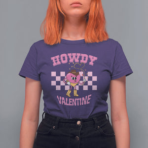 Valentine's Day T Shirt For Women Howdy Valentine Heart Retro Groovy TS09 Purple Printyourwear