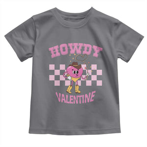 Valentine's Day Toddler T Shirt Howdy Valentine Heart Retro Groovy TS09 Charcoal Print Your Wear