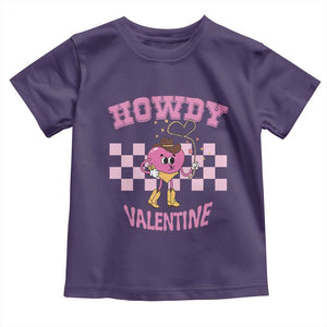 Valentine's Day Toddler T Shirt Howdy Valentine Heart Retro Groovy TS09 Purple Print Your Wear