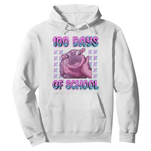 100th Day Of School Hoodie Cute Moo Deng Baby Hippo 100 Days TS09 White Print Your Wear