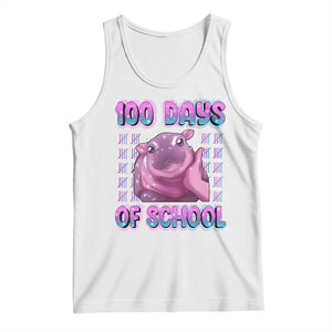 100th Day Of School Tank Top Cute Moo Deng Baby Hippo 100 Days TS09 White Print Your Wear
