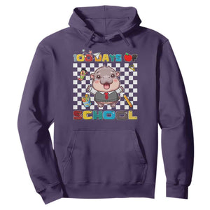 Moo Deng 100th Day Of School Hoodie Cute Baby Hippo 100 Days TS09 Purple Print Your Wear