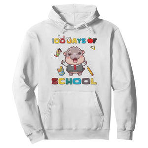 Moo Deng 100th Day Of School Hoodie Cute Baby Hippo 100 Days TS09 White Print Your Wear