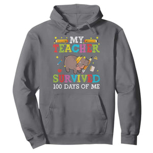 Funny Moo Deng 100th Day Of School Hoodie My Teacher Survived 100 Days Of Me TS09 Charcoal Print Your Wear