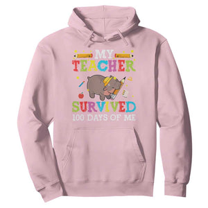 Funny Moo Deng 100th Day Of School Hoodie My Teacher Survived 100 Days Of Me TS09 Light Pink Print Your Wear