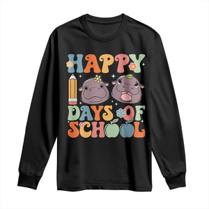 Happy 100 Days Of School Cute Moo Deng Long Sleeve Shirt TS09 Black Print Your Wear