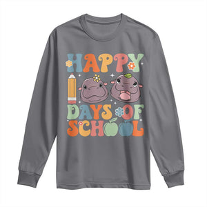 Happy 100 Days Of School Cute Moo Deng Long Sleeve Shirt TS09 Charcoal Print Your Wear