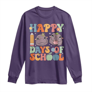 Happy 100 Days Of School Cute Moo Deng Long Sleeve Shirt TS09 Purple Print Your Wear