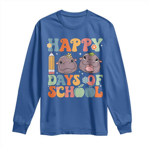 Happy 100 Days Of School Cute Moo Deng Long Sleeve Shirt TS09 Royal Blue Print Your Wear