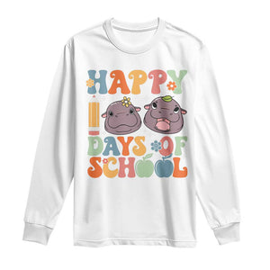 Happy 100 Days Of School Cute Moo Deng Long Sleeve Shirt TS09 White Print Your Wear