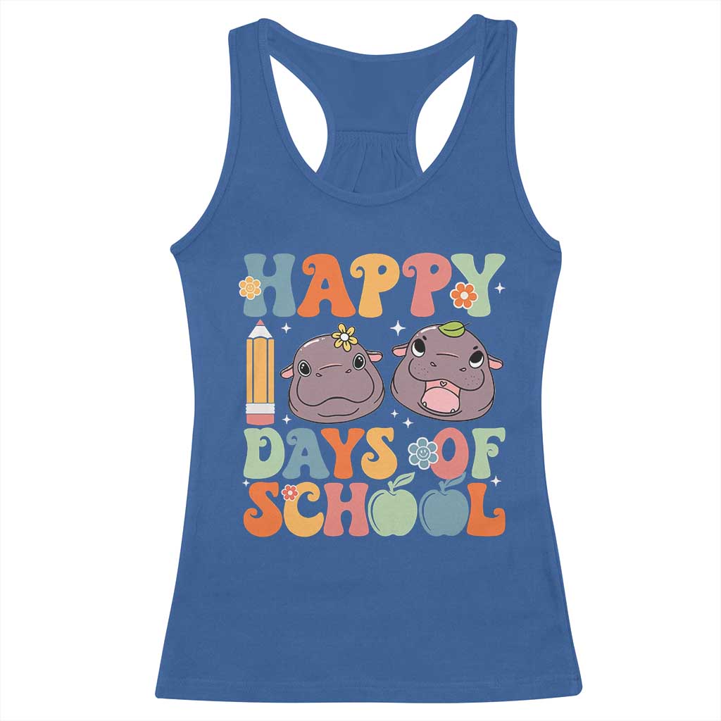 Happy 100 Days Of School Cute Moo Deng Racerback Tank Top TS09 Royal Blue Print Your Wear