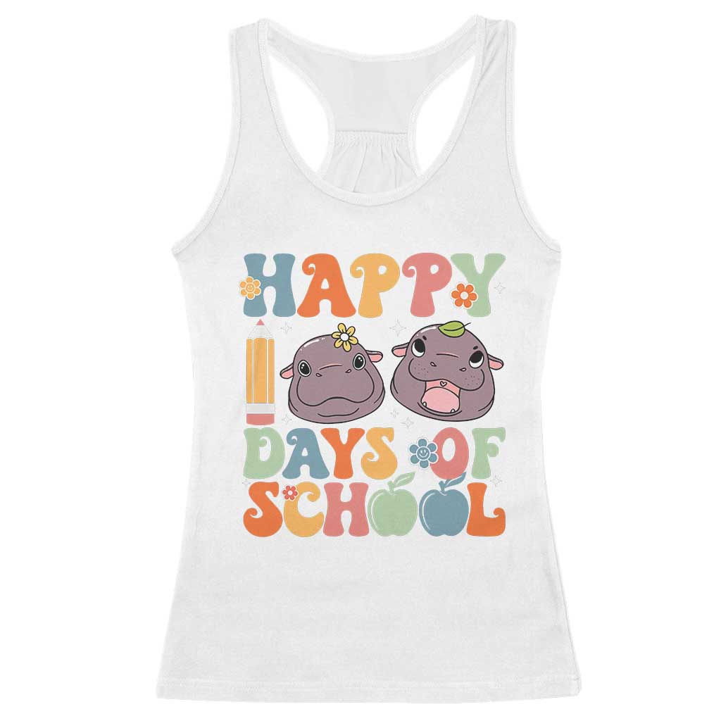 Happy 100 Days Of School Cute Moo Deng Racerback Tank Top TS09 White Print Your Wear
