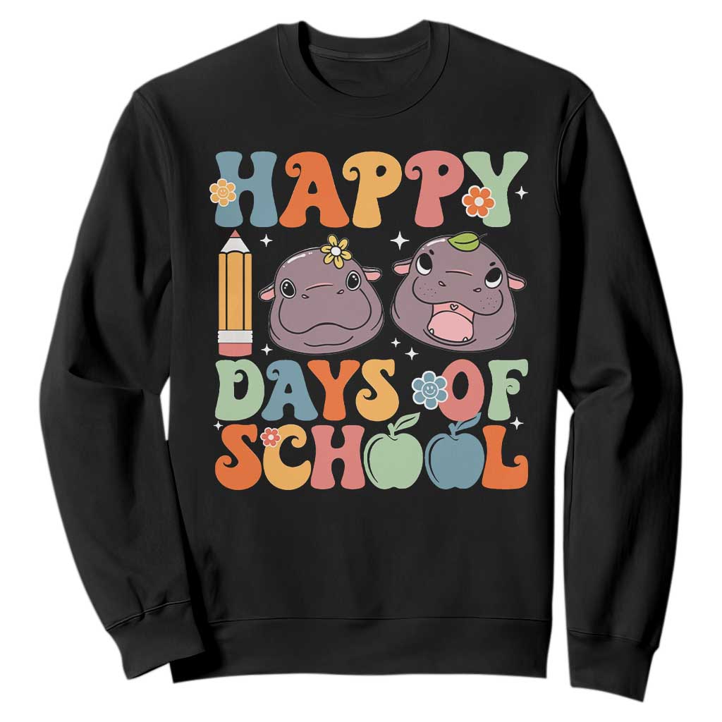 Happy 100 Days Of School Cute Moo Deng Sweatshirt TS09 Black Print Your Wear