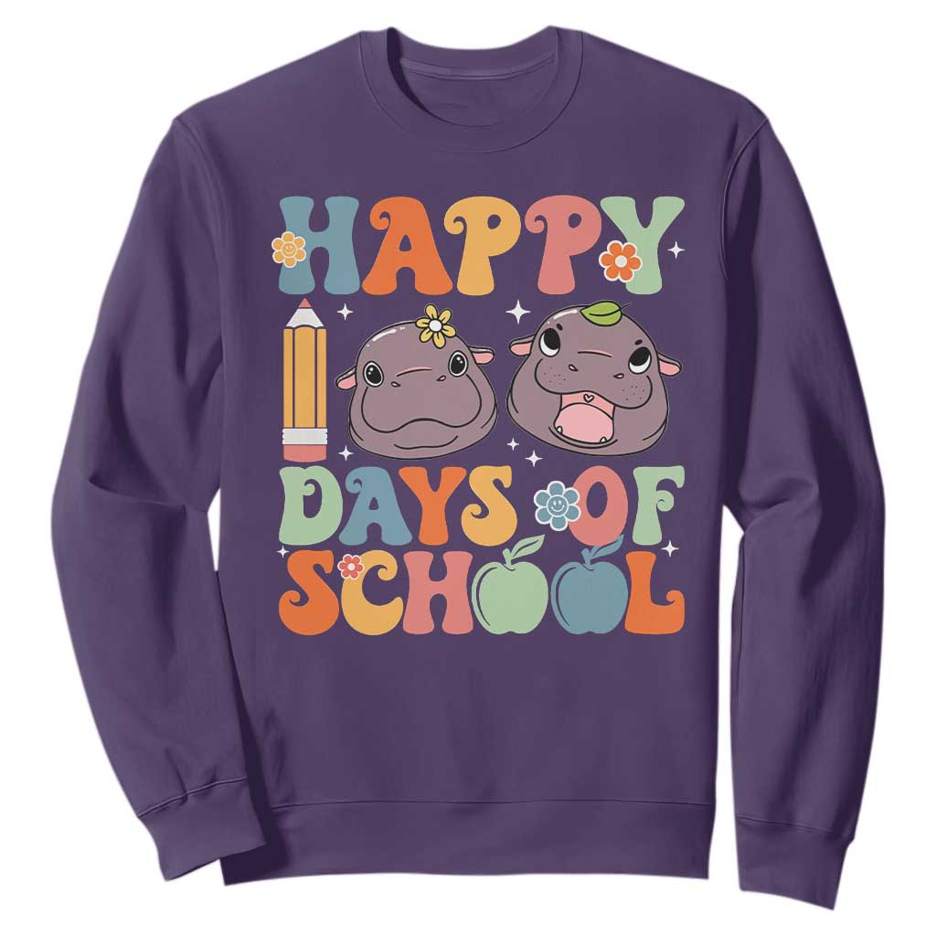 Happy 100 Days Of School Cute Moo Deng Sweatshirt TS09 Purple Print Your Wear