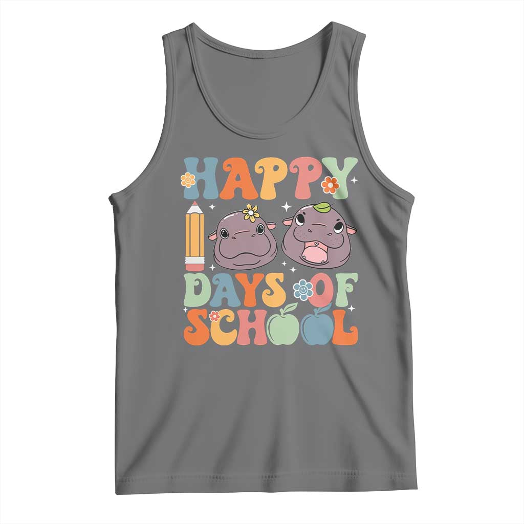 Happy 100 Days Of School Cute Moo Deng Tank Top TS09 Black Heather Print Your Wear