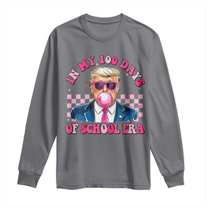 In My 100 Days Of School Era Trump Long Sleeve Shirt Pink Trump Bubble Gum TS09 Charcoal Print Your Wear