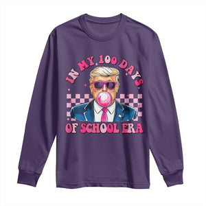 In My 100 Days Of School Era Trump Long Sleeve Shirt Pink Trump Bubble Gum TS09 Purple Print Your Wear