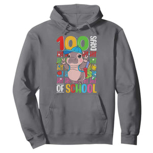 Funny 100th Day Of School Moo Deng Hoodie Cute Baby Hippo Colorful 100 Days TS09 Charcoal Print Your Wear