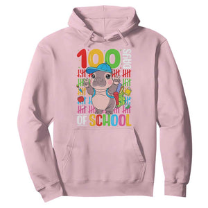 Funny 100th Day Of School Moo Deng Hoodie Cute Baby Hippo Colorful 100 Days TS09 Light Pink Print Your Wear