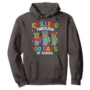 Funny Chilling Through 100 Days Of school Hoodie TS09 Dark Chocolate Print Your Wear