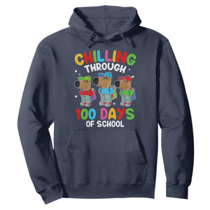 Funny Chilling Through 100 Days Of school Hoodie TS09 Navy Print Your Wear