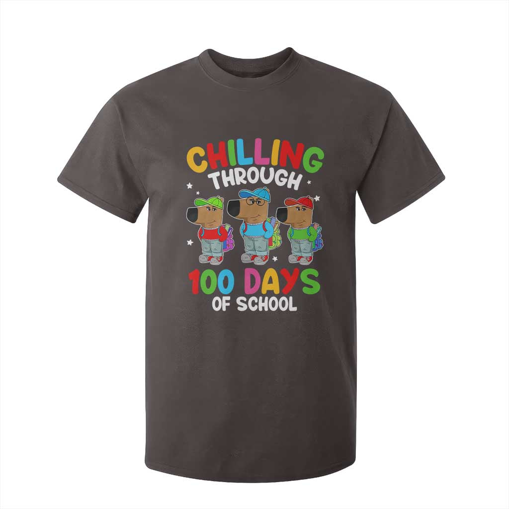 Funny Chilling Through 100 Days Of school T Shirt For Kid TS09 Dark Chocolate Print Your Wear