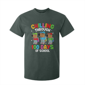 Funny Chilling Through 100 Days Of school T Shirt For Kid TS09 Dark Forest Green Print Your Wear