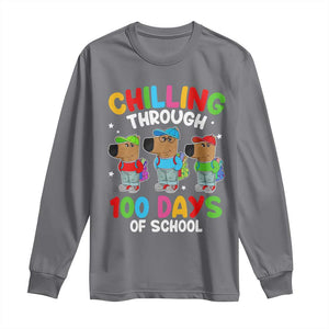 Funny Chilling Through 100 Days Of school Long Sleeve Shirt TS09 Charcoal Print Your Wear