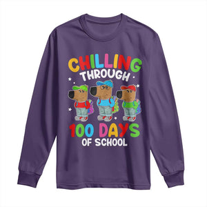 Funny Chilling Through 100 Days Of school Long Sleeve Shirt TS09 Purple Print Your Wear