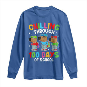 Funny Chilling Through 100 Days Of school Long Sleeve Shirt TS09 Royal Blue Print Your Wear