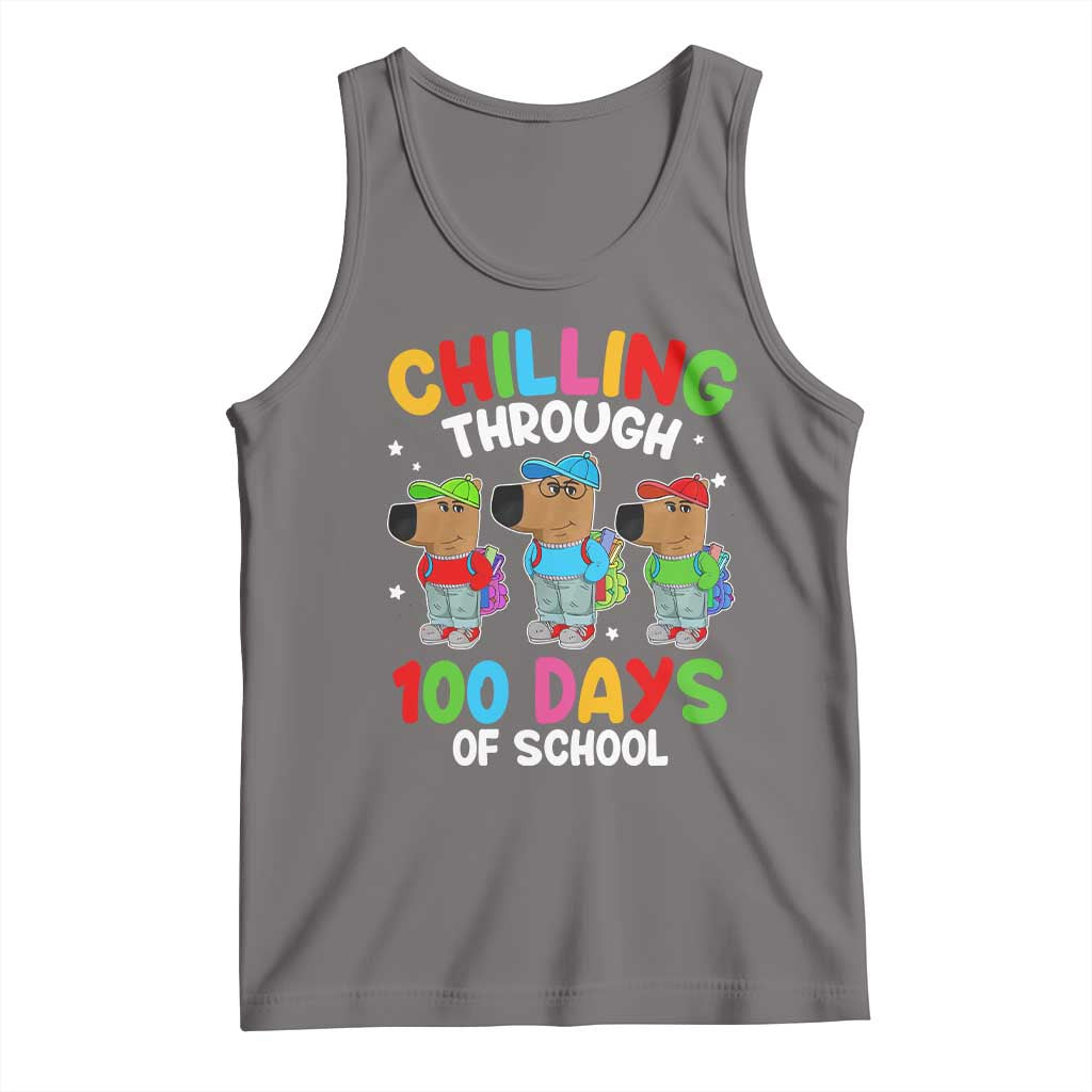 Funny Chilling Through 100 Days Of school Tank Top TS09 Deep Heather Print Your Wear