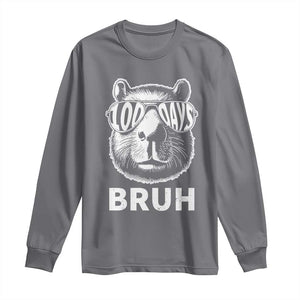 100th Day Of School Capybara Long Sleeve Shirt 100 Days Bruh Cool Capy Bara TS09 Charcoal Print Your Wear