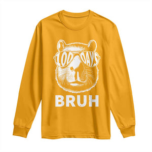 100th Day Of School Capybara Long Sleeve Shirt 100 Days Bruh Cool Capy Bara TS09 Gold Print Your Wear