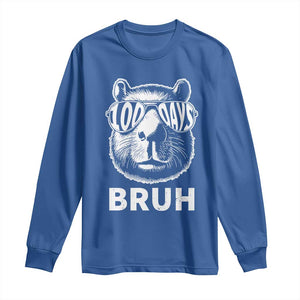 100th Day Of School Capybara Long Sleeve Shirt 100 Days Bruh Cool Capy Bara TS09 Royal Blue Print Your Wear