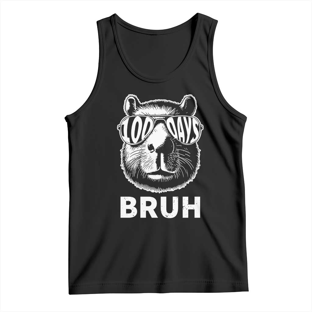 100th Day Of School Capybara Tank Top 100 Days Bruh Cool Capy Bara TS09 Black Print Your Wear
