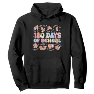 100th Day Of School Cute Capybara Hoodie Motor Skills Creativity Problem Solving Communication TS09 Black Print Your Wear