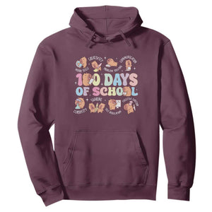 100th Day Of School Cute Capybara Hoodie Motor Skills Creativity Problem Solving Communication TS09 Maroon Print Your Wear