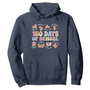 100th Day Of School Cute Capybara Hoodie Motor Skills Creativity Problem Solving Communication TS09 Navy Print Your Wear