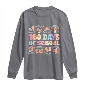 100th Day Of School Cute Capybara Long Sleeve Shirt Motor Skills Creativity Problem Solving Communication TS09 Charcoal Print Your Wear