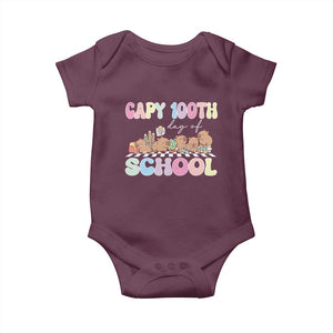 Capy 100 Days Of School Cute Capybara Baby Onesie TS09 Maroon Print Your Wear